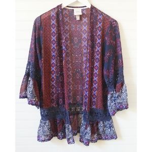Knox Rose Boho Sheer Kimono EUC